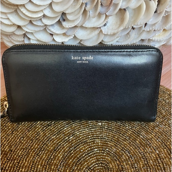 KATE SPADE Black Leather Zipper Long Wallet! Boutique item! - Picture 3 of 15